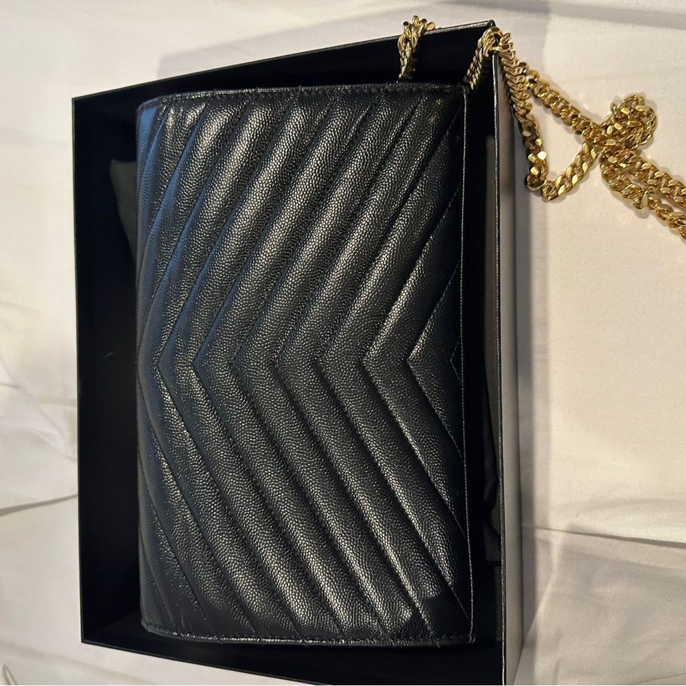 Ysl Monogram Large Wallet On Chain In Grained Lea… - image 3